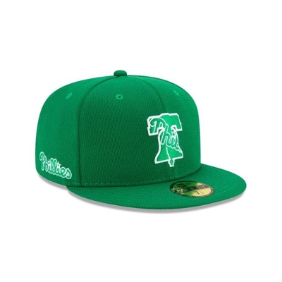 Green Philadelphia Phillies Hat - New Era MLB St Patricks Day 59FIFTY Fitted Caps USA0278365